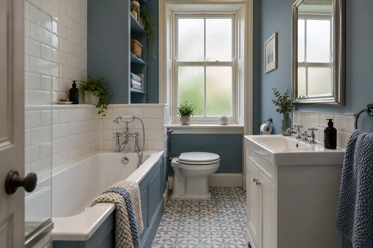 Classic bathroom with a fitted bath and traditional chrome taps